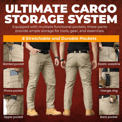 GridFlow  Men's Rugged Tactical Pants - Waterproof Ripstop Survival Gear