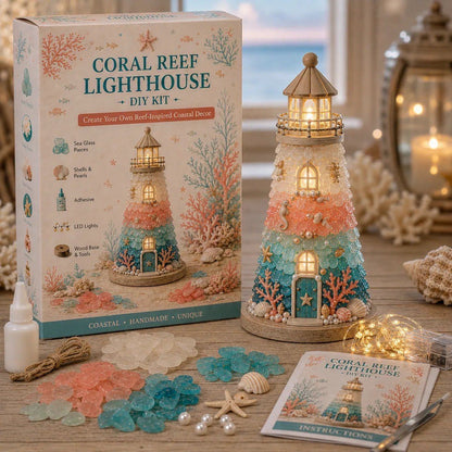 Lighted Lighthouse Craft Kit, Sea GlassStyle DIY Coastal Decor