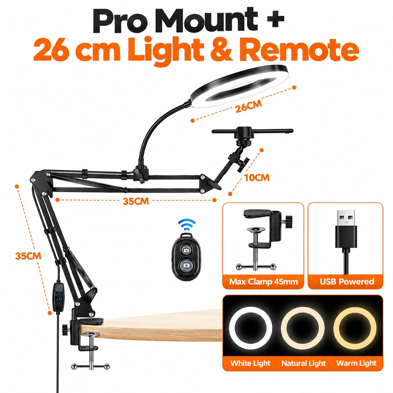 Pro Mount + 26 cm Light & Remote